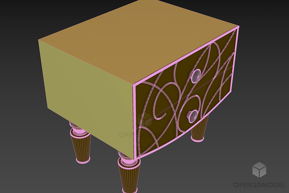 Nightstand With Silver Stand 3d model 2