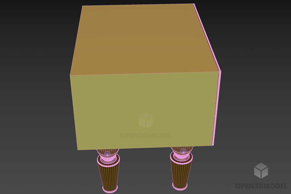 Nightstand With Silver Stand 3d model 3