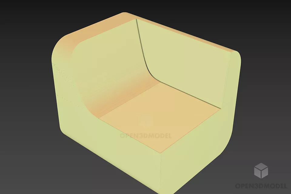 Corner Armchair Smooth Edges 3d model Corner Armchair Smooth Edges 3d model