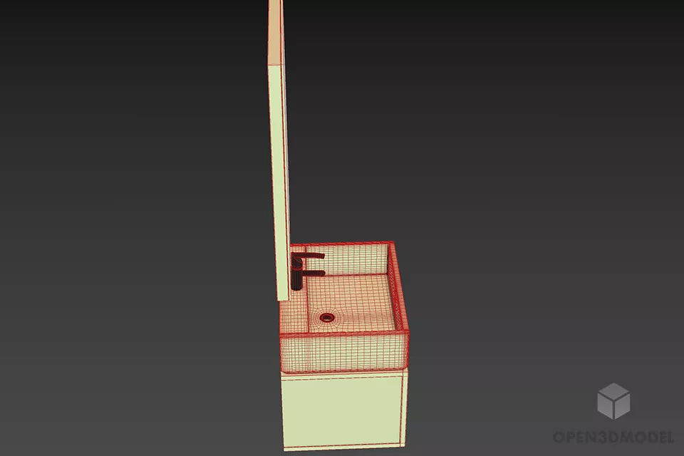 Simple Wood Sink With Mirror 3d model 3 Simple Wood Sink With Mirror 3d model 3