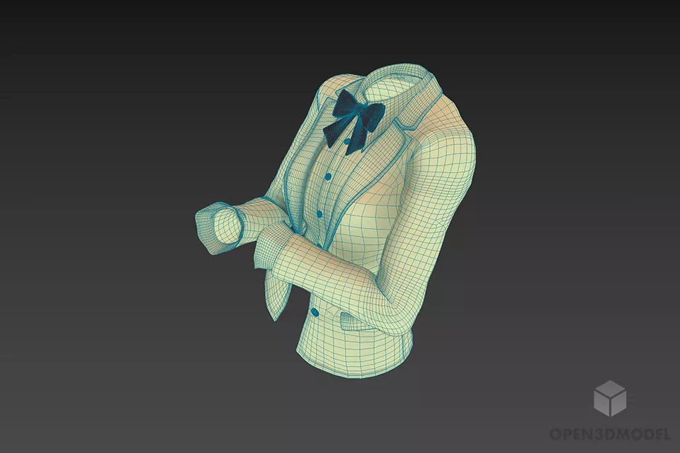 Red Fashion Suit 3d model 2