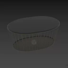 Oval Table With Wire Leg 3d model