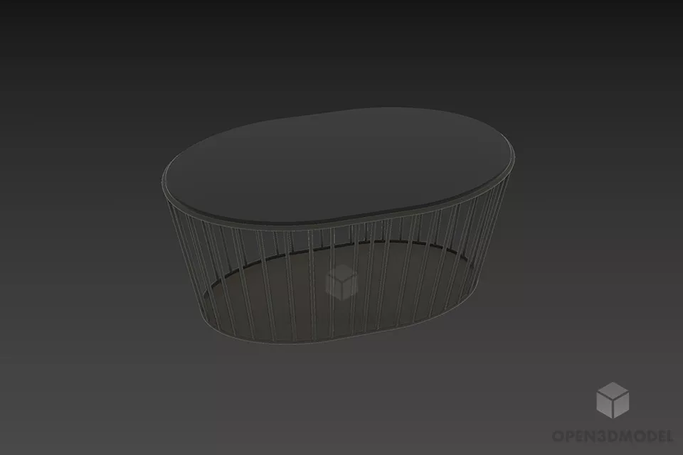 Oval Table With Wire Leg 3d model Oval Table With Wire Leg 3d model