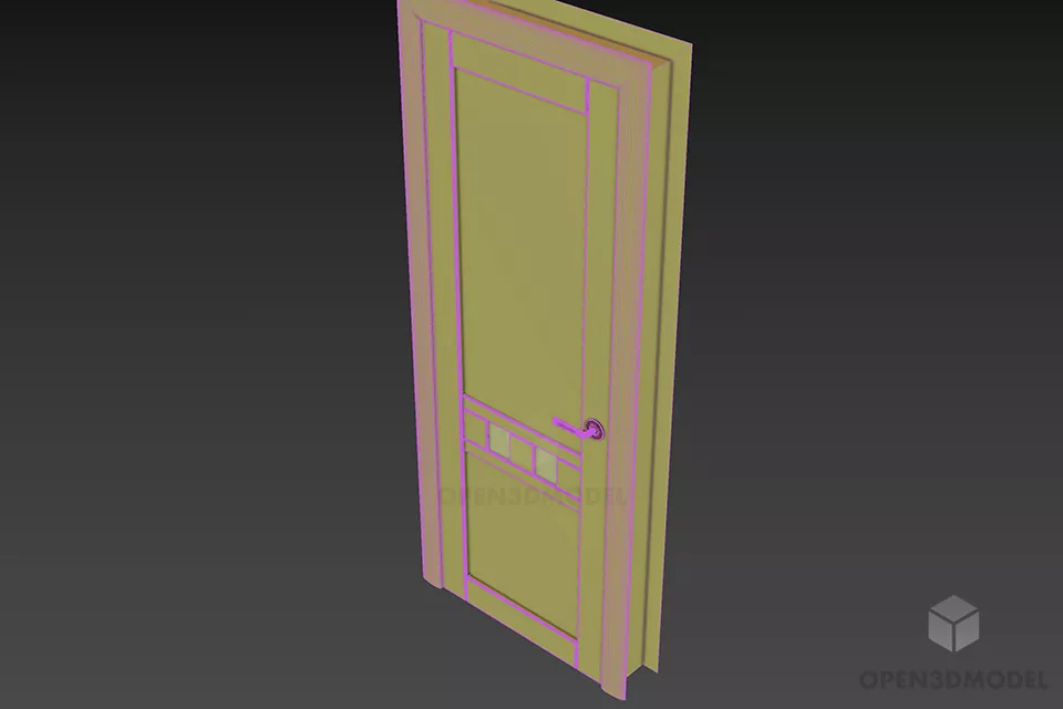 Brown Wood Door With Handle 3d model 2 Brown Wood Door With Handle 3d model 2