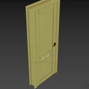 Brown Wood Door With Handle 3d model