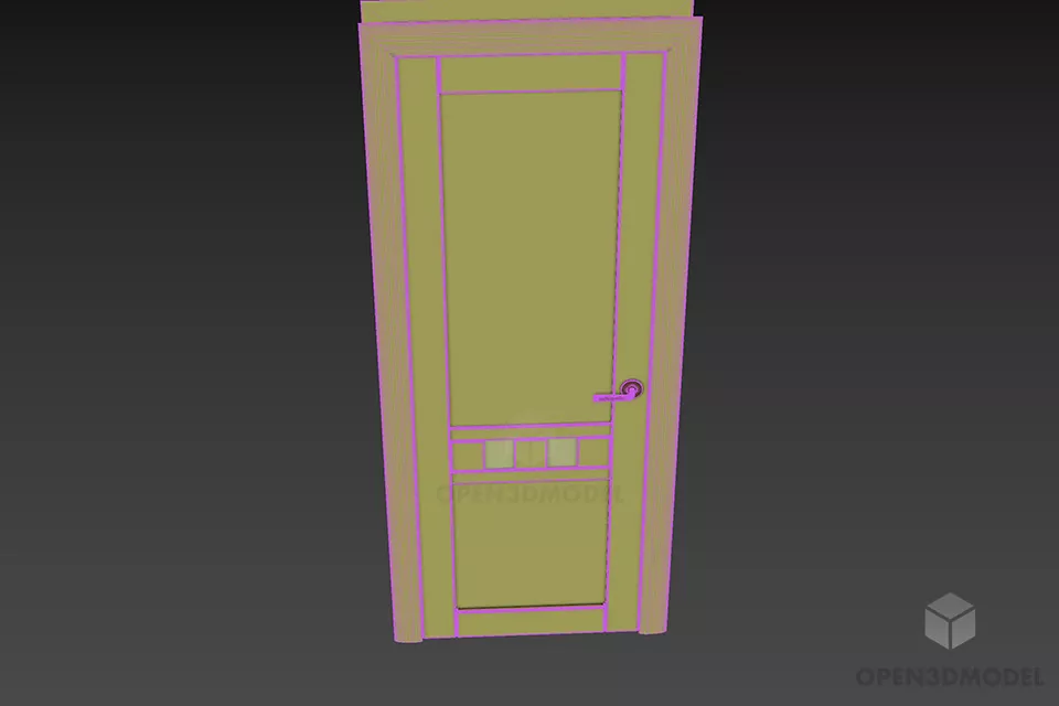 Brown Wood Door With Handle 3d model 3 Brown Wood Door With Handle 3d model 3