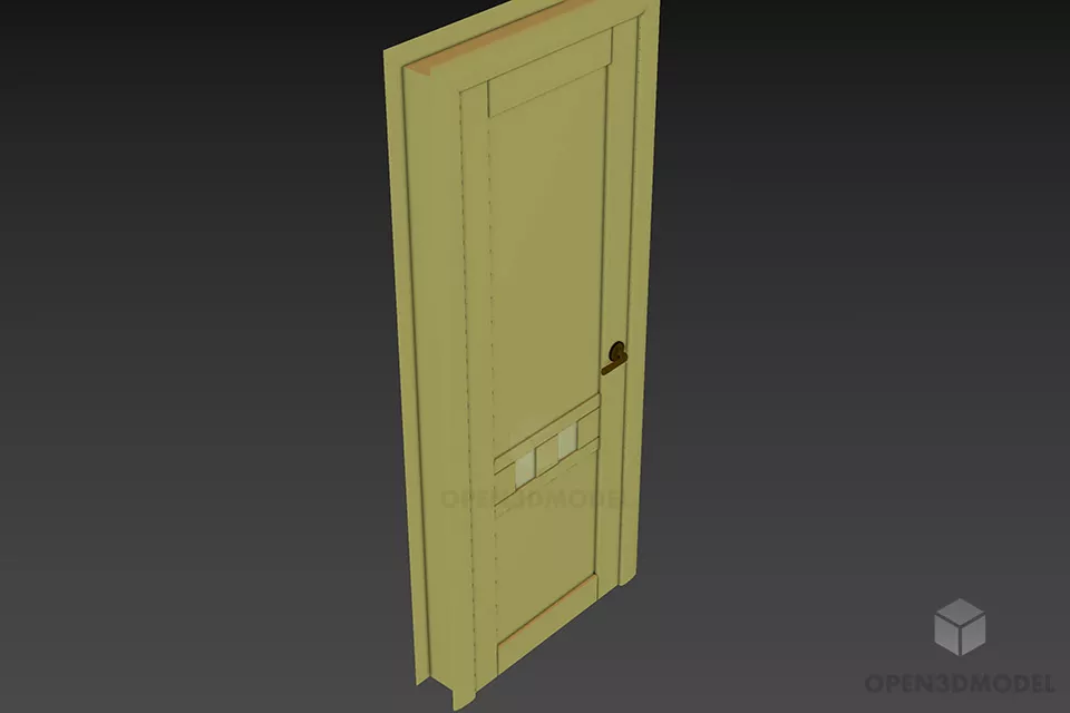 Brown Wood Door With Handle 3d model Brown Wood Door With Handle 3d model