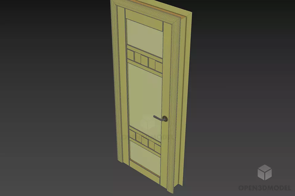 The Wood Door Three Rectangle Parts 3d model 2