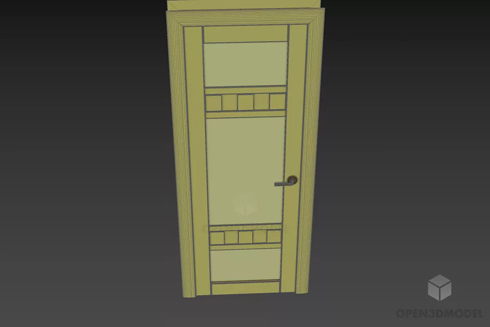 The Wood Door Three Rectangle Parts 3d model 3