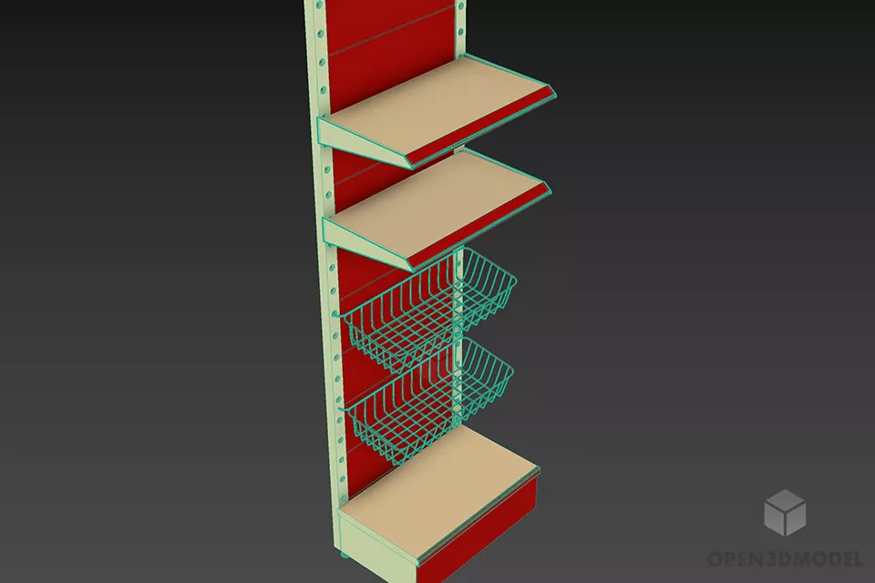 Supermarket Shelves Empty 3d model 2