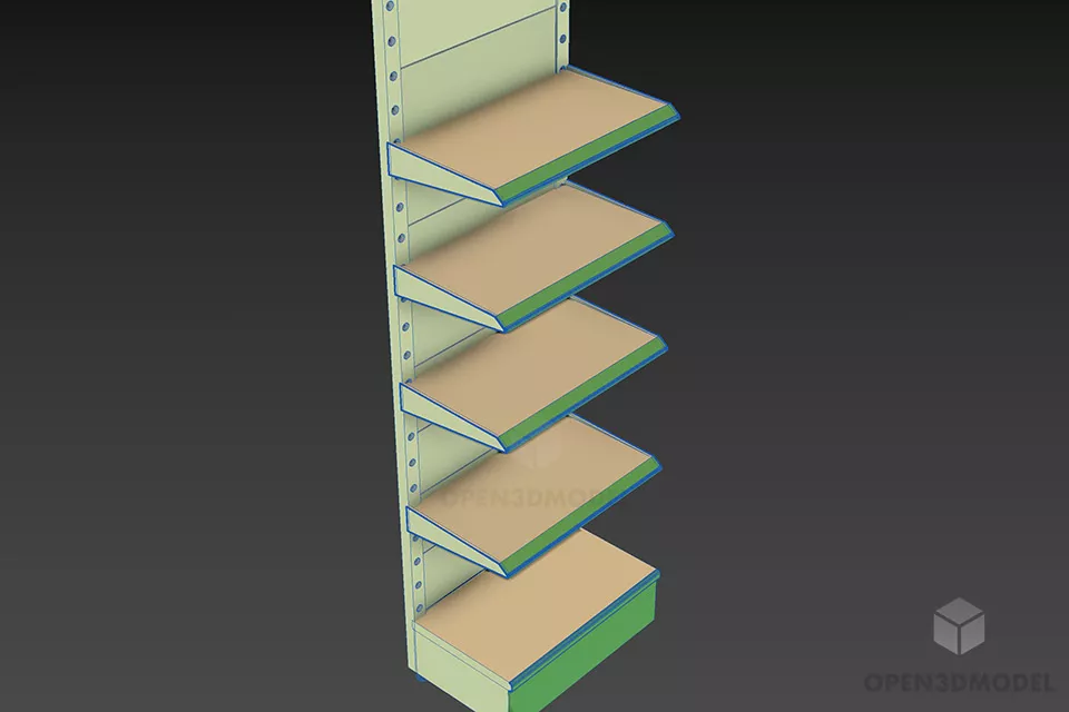 Market Shelves Empty 3d model 2