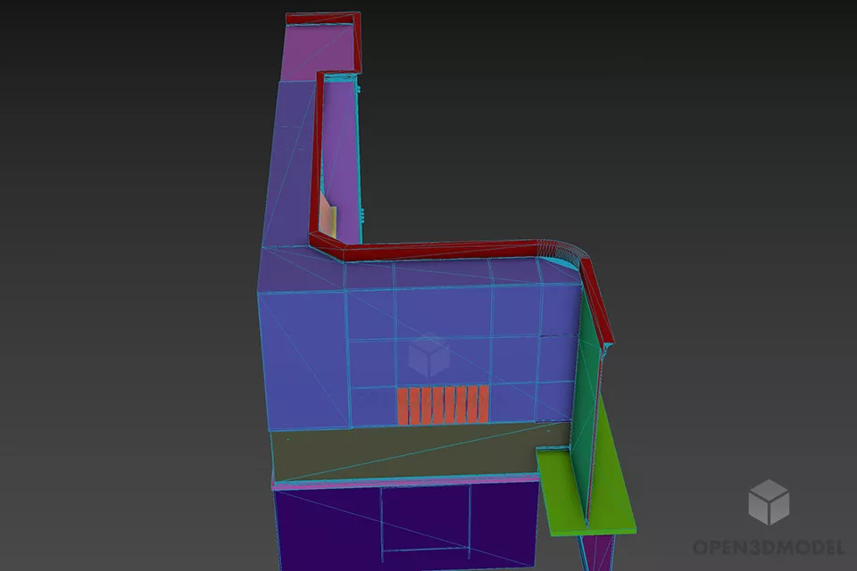 Traditional Wooden Kitchen U Shape 3d model 3