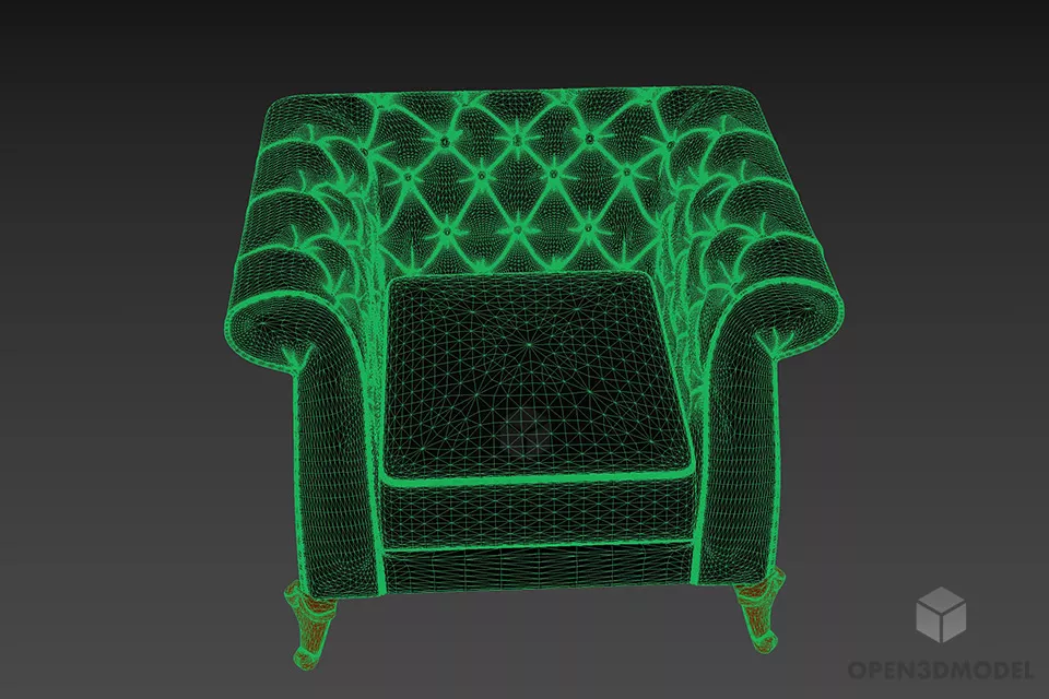 Antique Tufted Armchair Morri 3d model 3