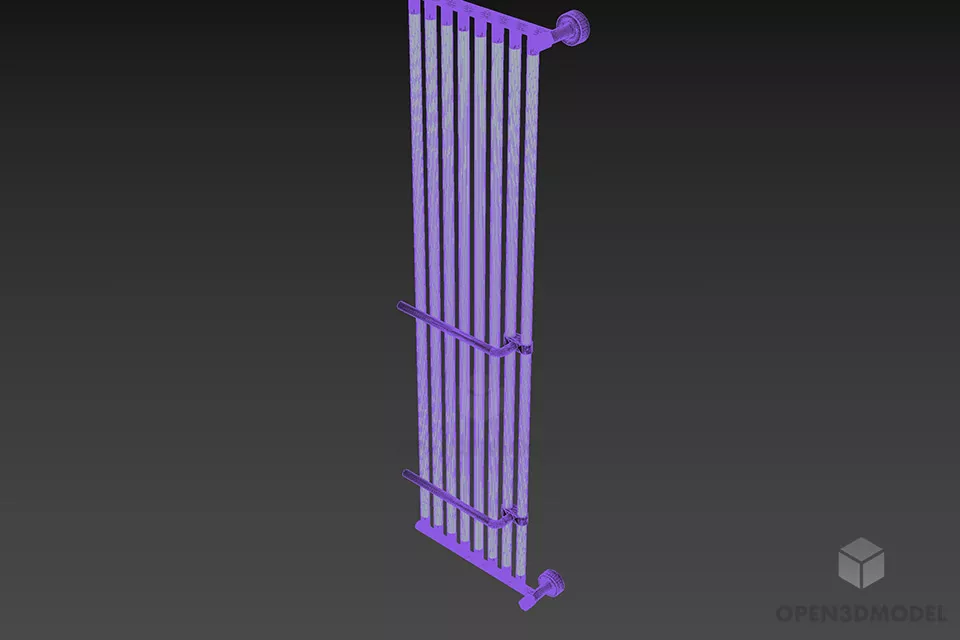 Heated Towel Rail Vertical Wall Mounted 3d model 2