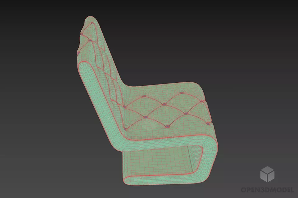 Chair Capito Tufted Style 3d model 3