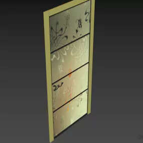 Blur Glass Door With Metal Frame 3d model