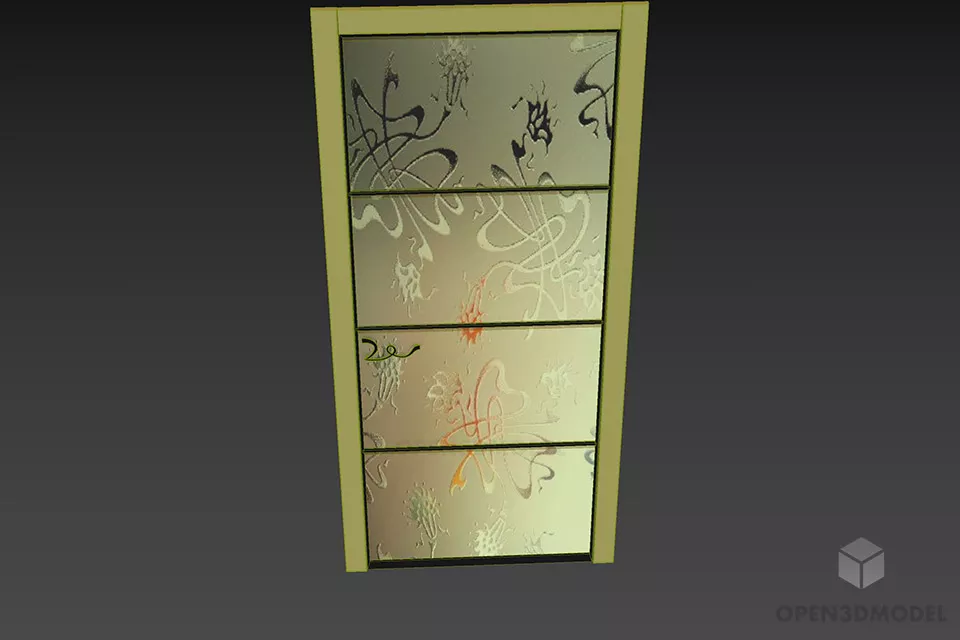 Blur Glass Door With Metal Frame 3d model 3