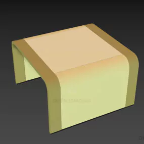 Curved Edged Table With Top Glass 3d model