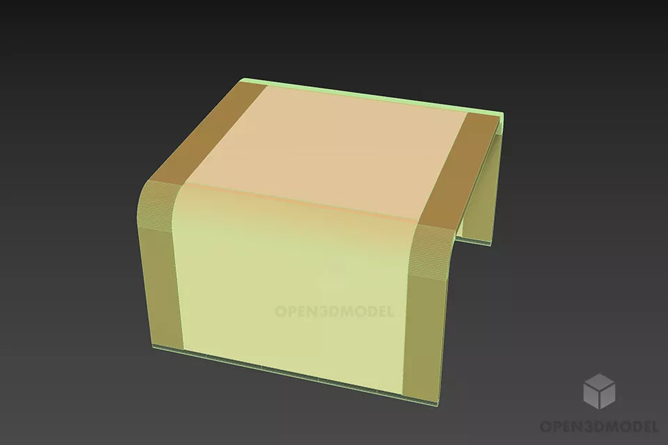 Curved Edged Table With Top Glass 3d model 3