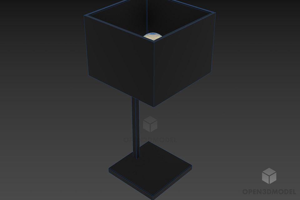 Square Table Lamp With Glass Shade 3d model 2