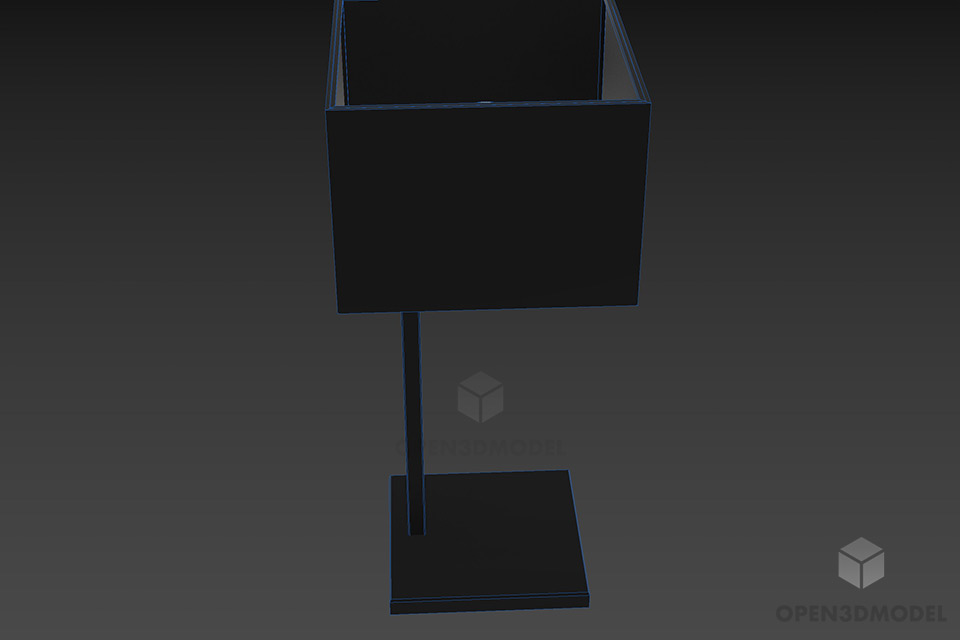 Square Table Lamp With Glass Shade 3d model 3