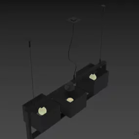 Celling Lamp With Square Glass Shade 3d model