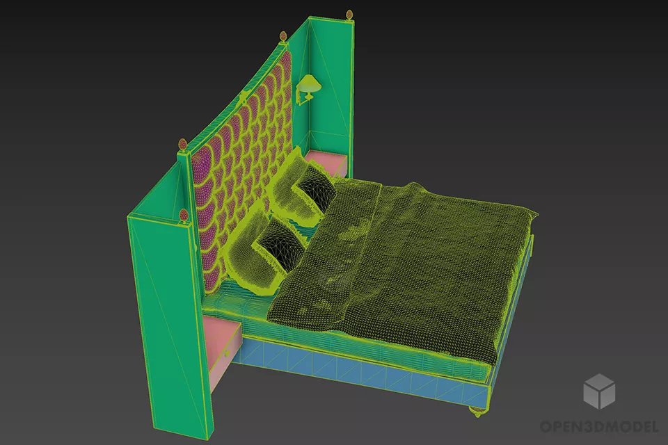 Tufted Bed Back Panel 3d model 2