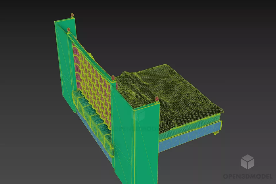 Tufted Bed Back Panel 3d model 3