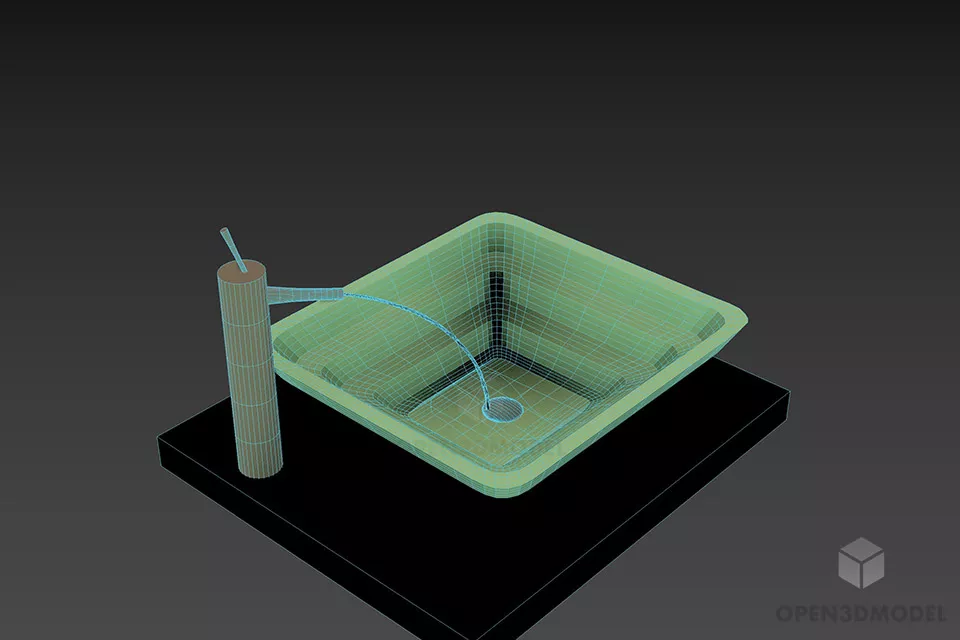 Glass Sink Modern Interior 3d model 2
