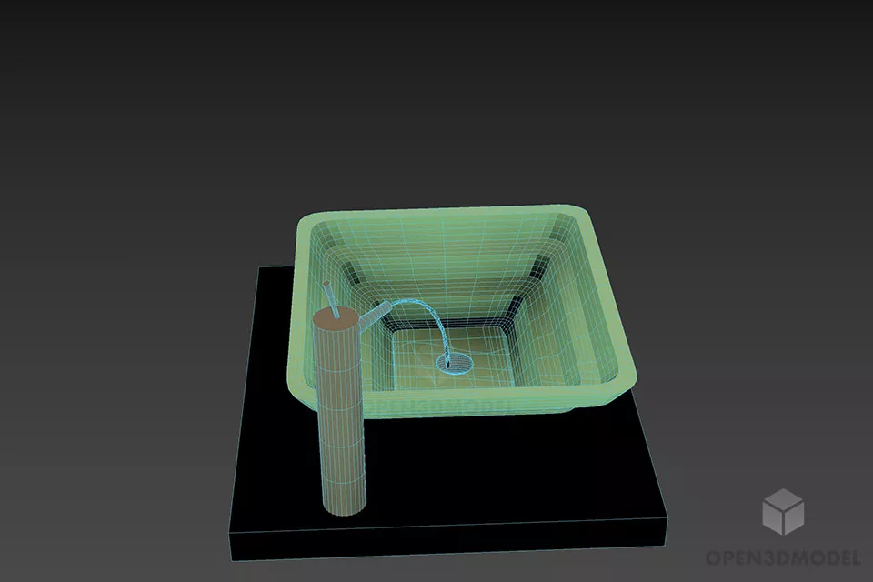 Glass Sink Modern Interior 3d model 3