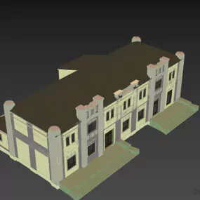 Vintage Castle Building With Garden Front 3d model