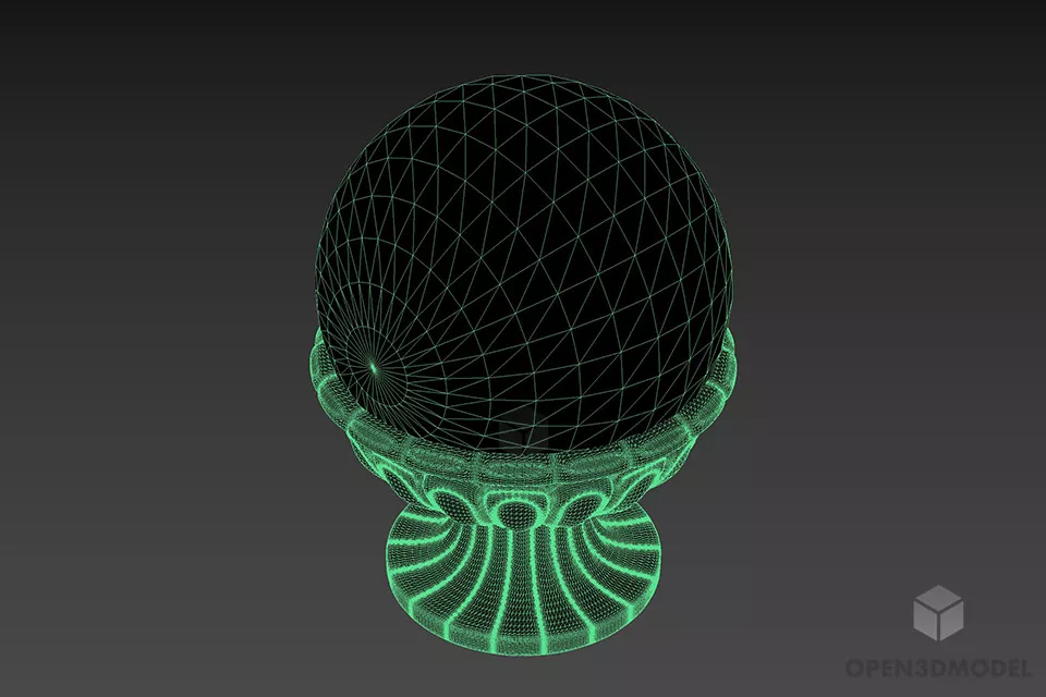 Round Vase With Plant Hedge 3d model 2