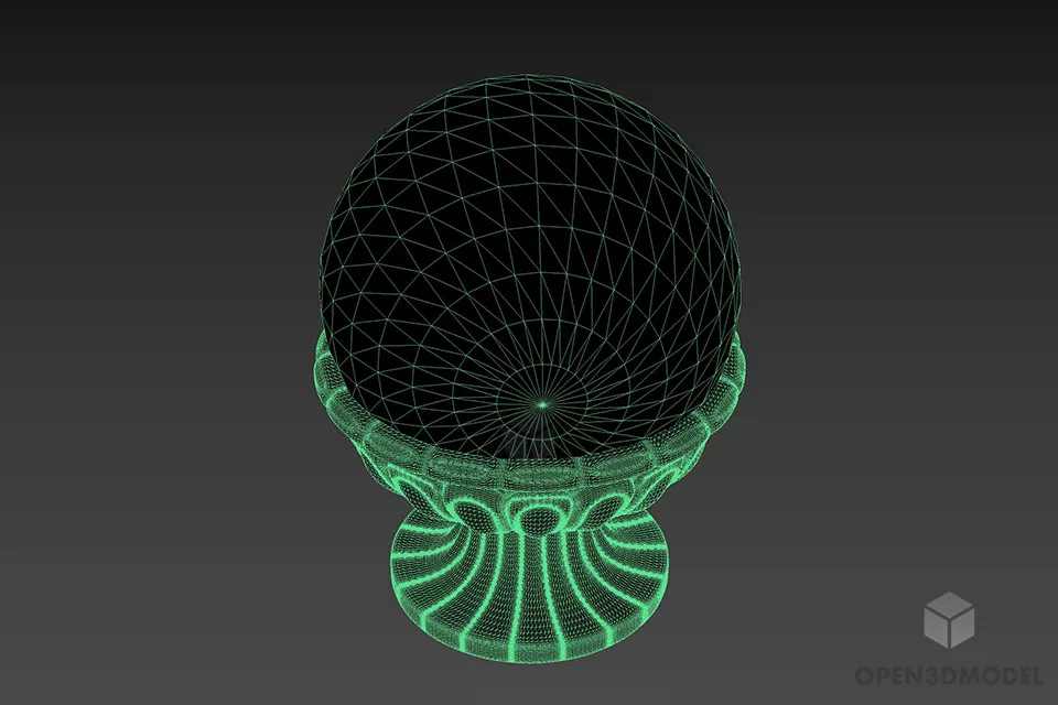 Round Vase With Plant Hedge 3d model 3