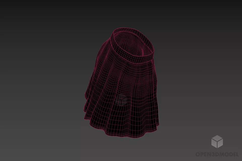 Woman Skirt Yellow Color 3d model 2