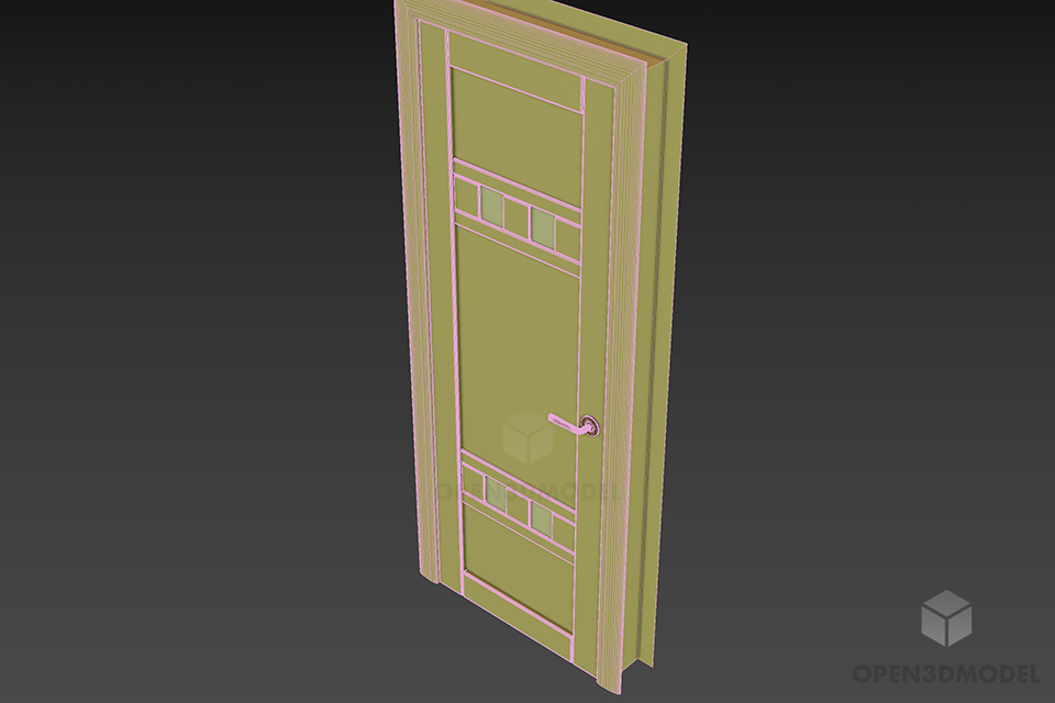 Single Door With Mdf Panel 3d model 2