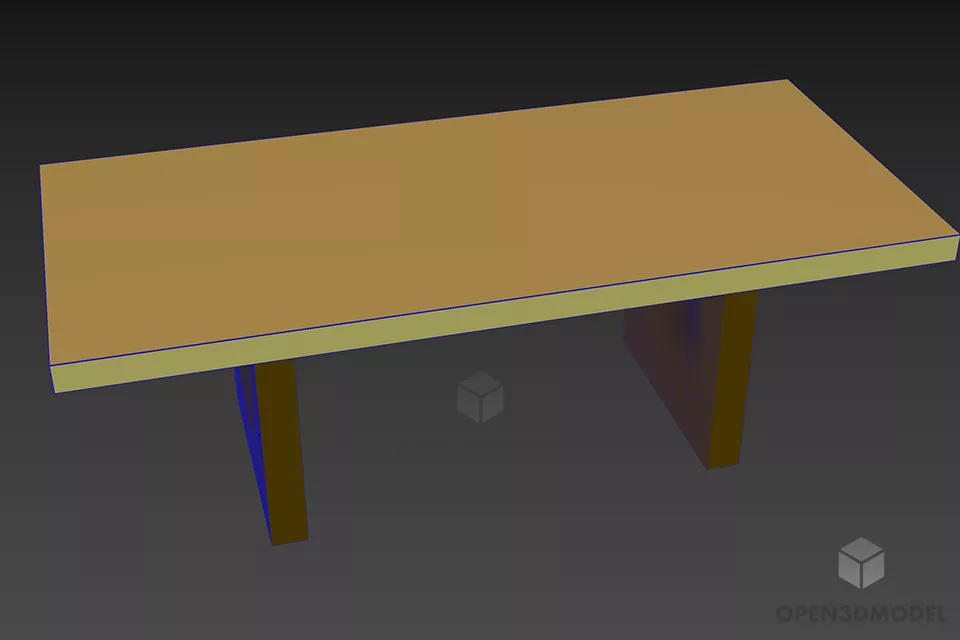 Simple Table For Work 3d model 2