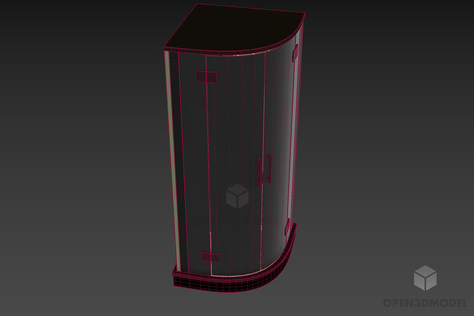 Glass Shower Corner With Accessories 3d model 2