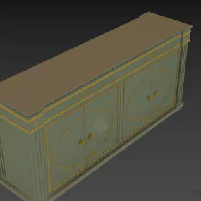 Classic Locker Black Wood With Decorative Line 3d model