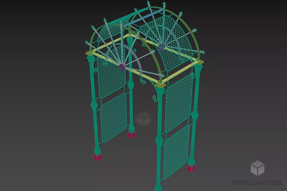 Steel Arc Fence Decoration 3d model 2