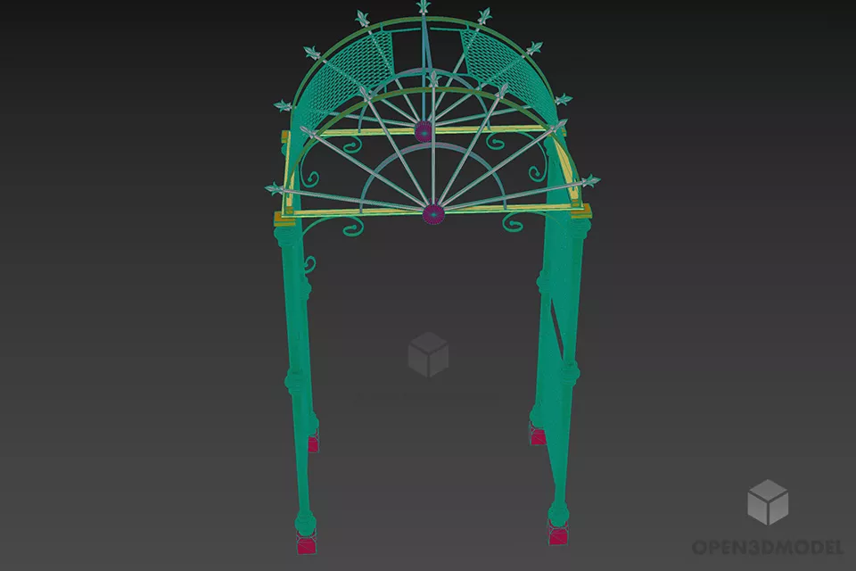 Steel Arc Fence Decoration 3d model 3