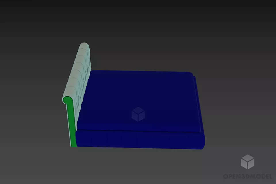 Bed With Tufted Panel 3d model