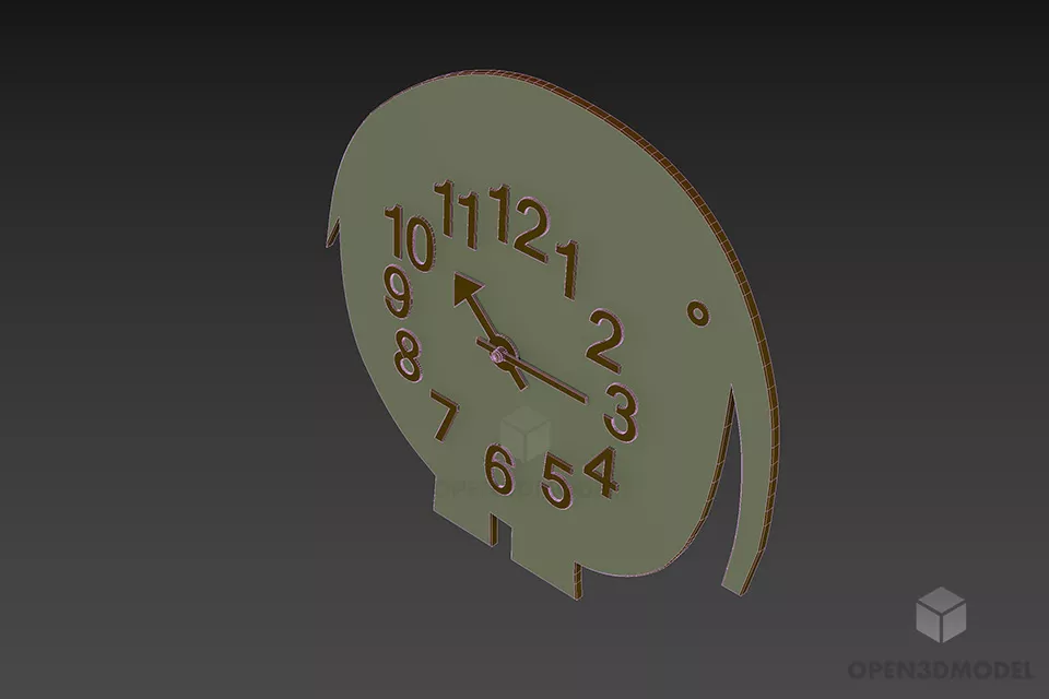 Wall Clock Elephant Shape 3d model 2