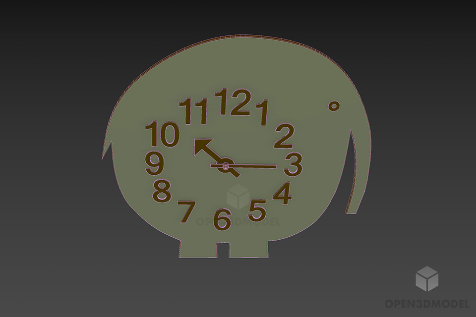 Wall Clock Elephant Shape 3d model 3