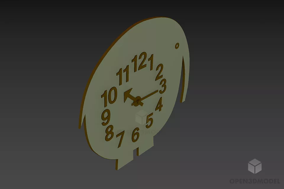 Wall Clock Elephant Shape 3d model