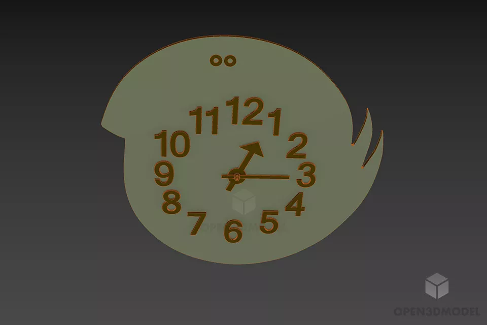 Wall Clock Bird Shape 3d model 3