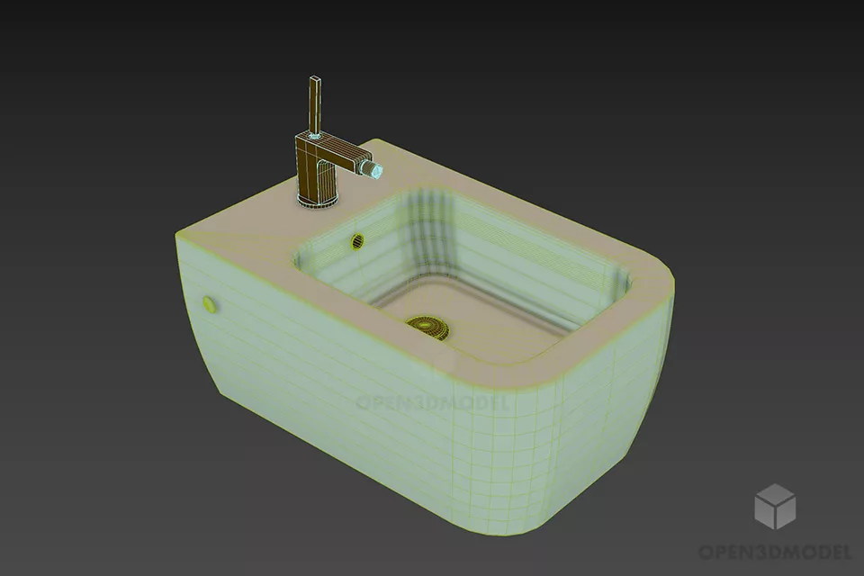 Simple Bidet With Sink 3d model 2