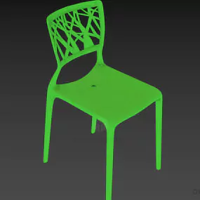 Modernism Plastic Chair Carved Back 3d model