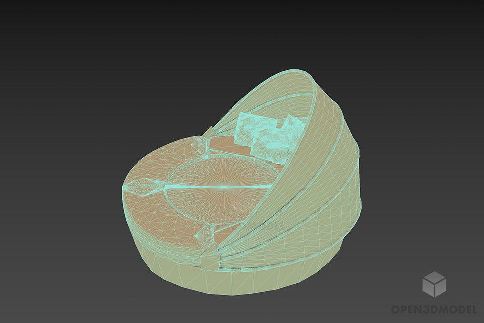 Relax Round Sofa With Wing Back 3d model 3