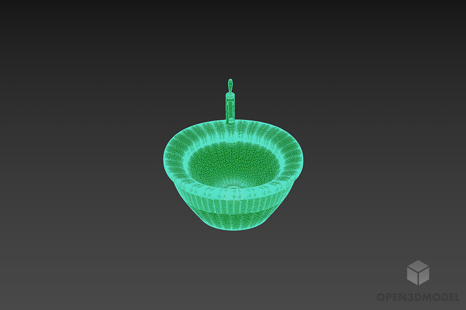 Glass Sink With Inox Tap 3d model 3