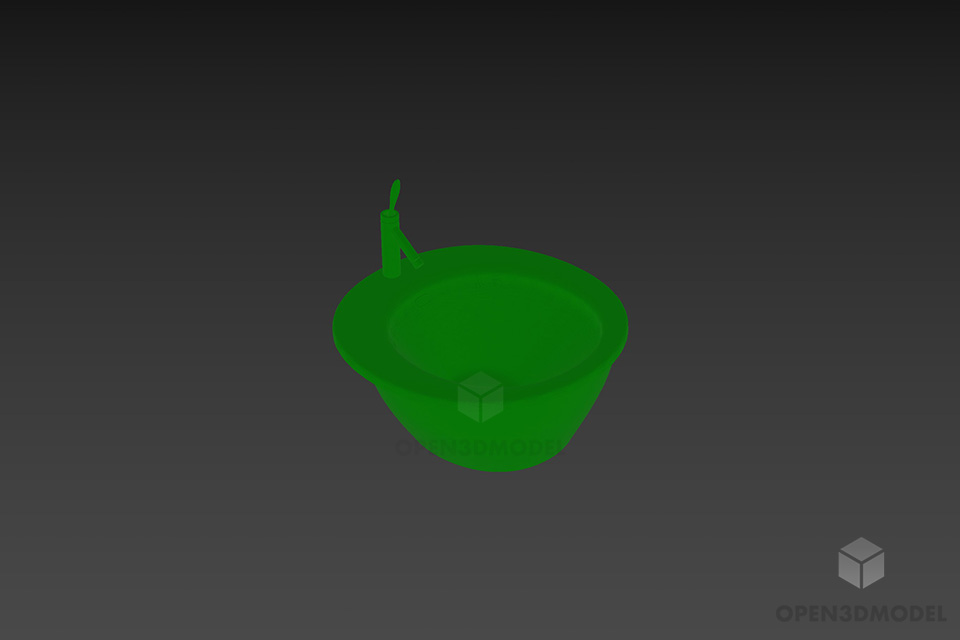 Glass Sink With Inox Tap 3d model